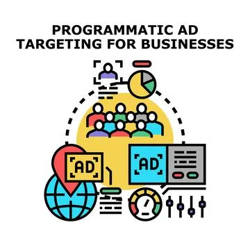 Programmatic ad targeting for businesses concept illustration Stock Illustration