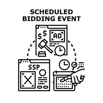 Programmatic advertising bidding process and event management Illustrazione stock