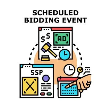 Programmatic advertising bidding process and event management Stock Illustration