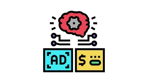 Programmatic advertising color icon animation 스톡 동영상 164907100