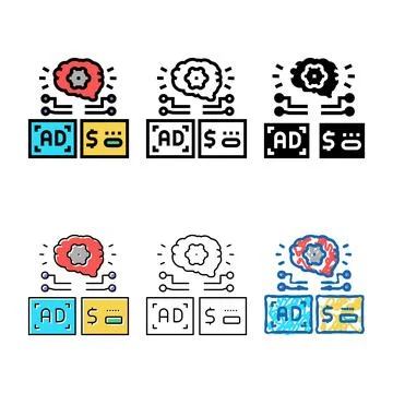 Programmatic advertising color icon range vector 스톡 일러스트
