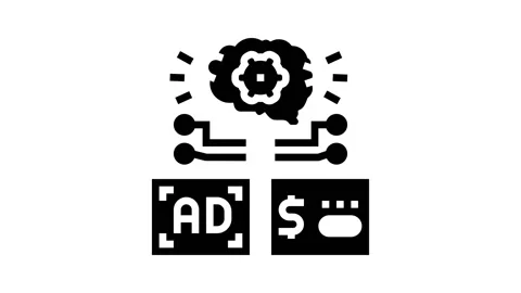 Programmatic advertising glyph icon animation 스톡 동영상 164943700