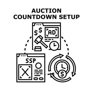 Programmatic advertising real time bidding auction countdown setup Illustrazione stock
