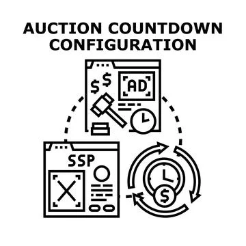 Programmatic advertising real time bidding auction configuration Stock Illustration