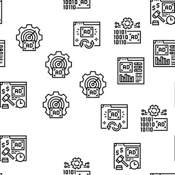Programmatic Advertising Service Vector Seamless Pattern Stock Illustration