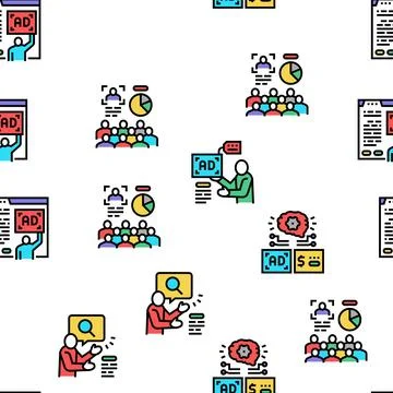 Programmatic Advertising Service Vector Seamless Pattern 库存插图