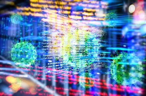 Programmcode und Viren Programmcode mit Viren, abstraktem Technologie Hint... Stock Photos