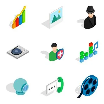 Programme design icons set, isometric style Stock-Illustration