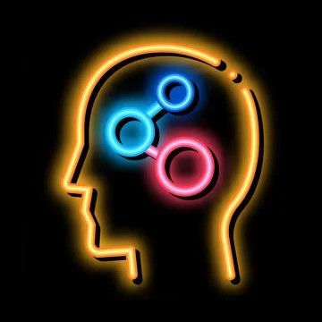 Programmed brain neon glow icon illustration Illustrazione stock