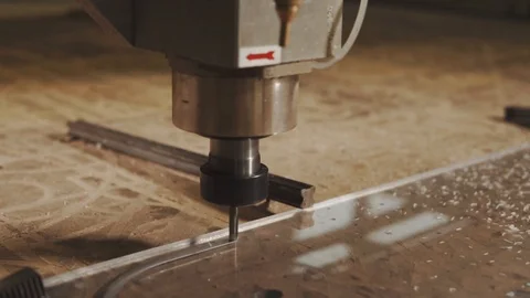 Programmed machine cutting plastic. Stock Footage 90383376