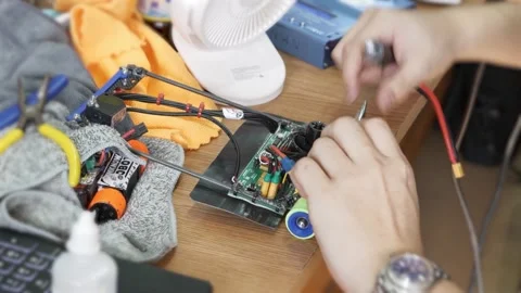 Programmed racing bot setup and build Stock Footage 255643247