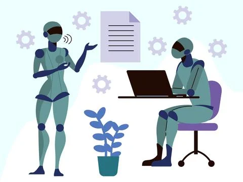 Programmed Robot Concept Illustration 스톡 일러스트