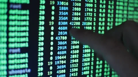 Programmer analyzing html green code on the computer's monitor Stock Footage 201145909