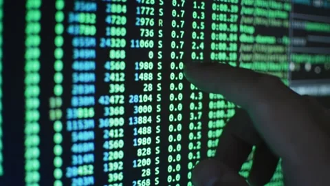 Programmer analyzing html green code on the computer's monitor Stock Footage 201145944