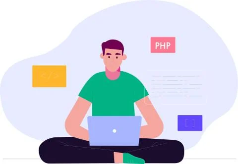 Programmer and process coding and programming concept. vector Stock-Illustration