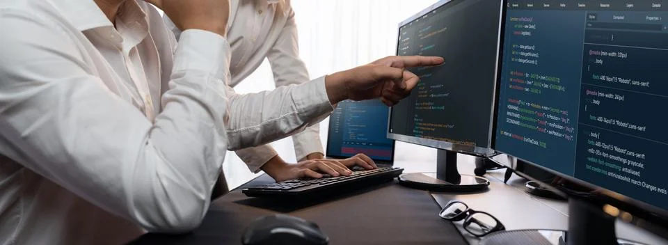 Programmer and software engineer working in tech develop company. Trailblazing Stock Photos