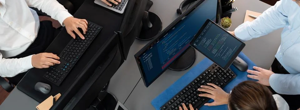 Programmer and software engineer working in tech develop company. Trailblazing 스톡 사진