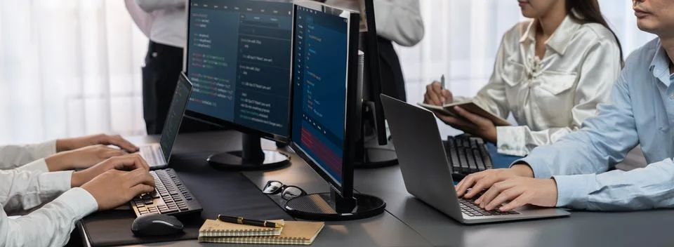 Programmer and software engineer working in tech develop company. Trailblazing Stock Photos