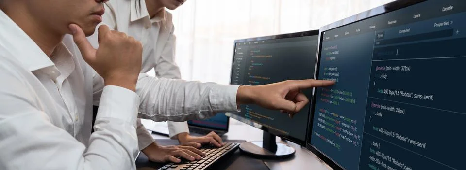 Programmer and software engineer working in tech develop company. Trailblazing Stock Photos