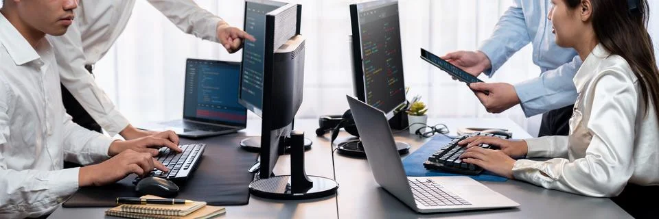 Programmer and software engineer working in tech develop company. Trailblazing Stock Photos