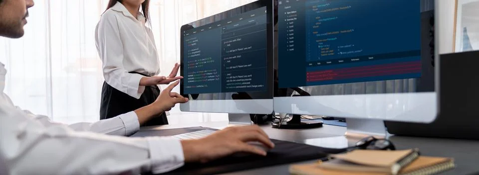 Programmer and software engineer working in tech develop company. Trailblazing Stock Photos