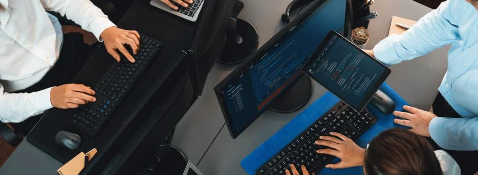 Programmer and software engineer working in tech develop company. Trailblazing 库存照片