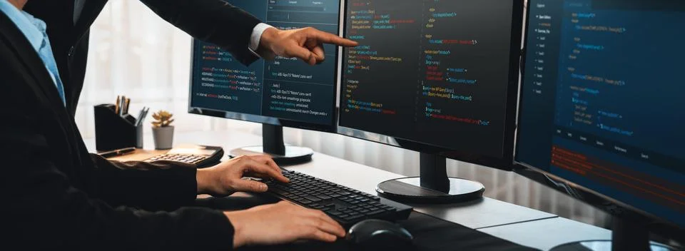 Programmer and software engineer working in tech develop company. Trailblazing Stock Photos