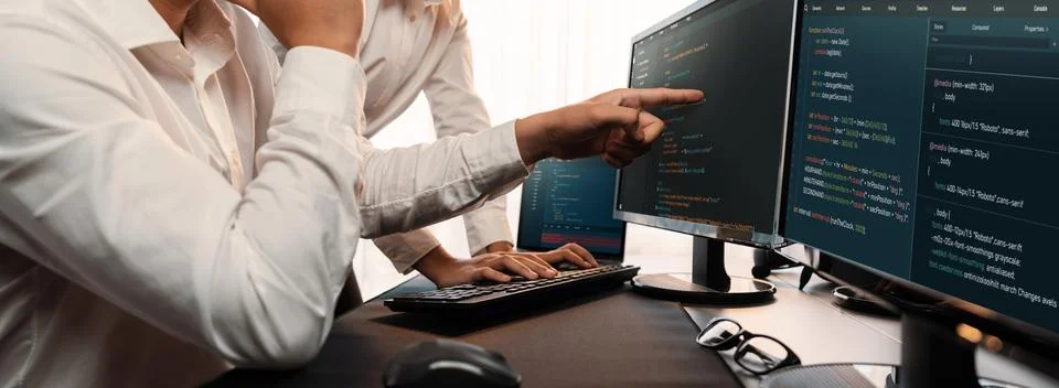 Programmer and software engineer working in tech develop company. Trailblazing Stock Photos