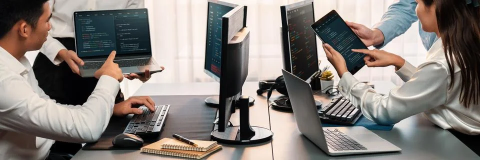 Programmer and software engineer working in tech develop company. Trailblazing Stock-Fotos