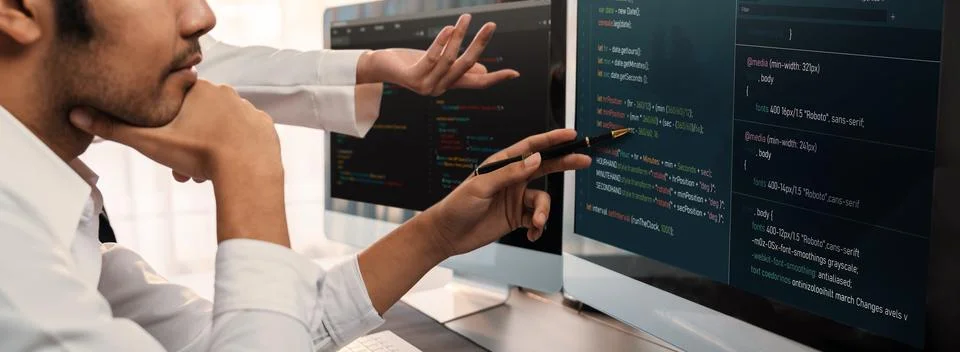 Programmer and software engineer working in tech develop company. Trailblazing 写真素材