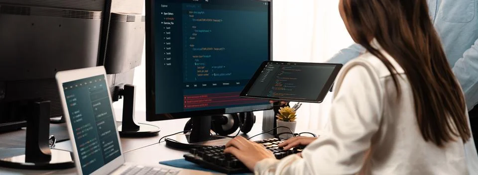 Programmer and software engineer working in tech develop company. Trailblazing Stock Photos