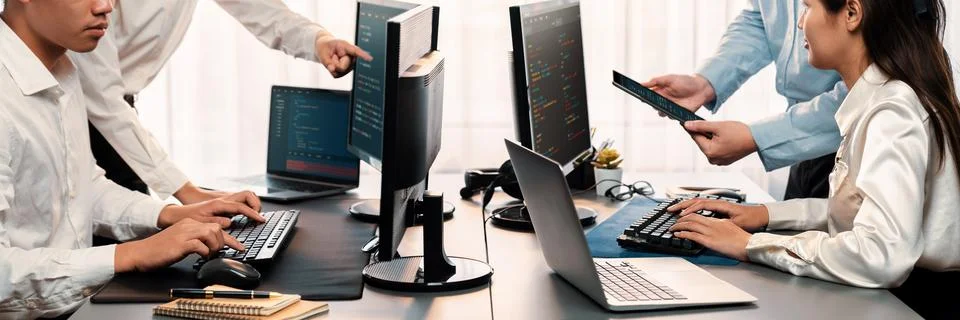 Programmer and software engineer working in tech develop company. Trailblazing 스톡 사진