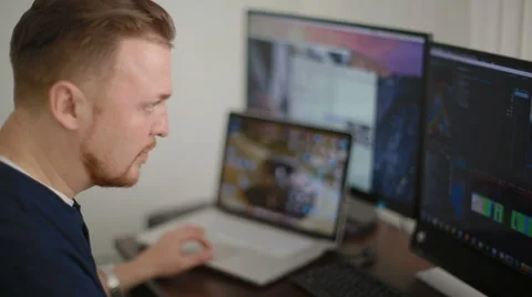 The programmer attentively performs the work Video stock 62519085