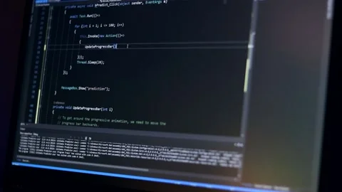The programmer is busy working with the latest innovative complex technological Stock Footage 234914909