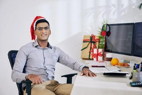 Programmer celebrating Christmas Foto stock