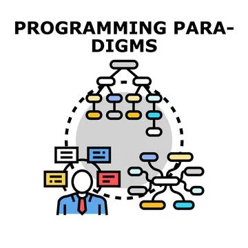Programmer choosing between various programming paradigms and methodologies Illustrazione stock