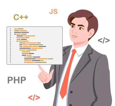 Programmer with code Stock Illustration