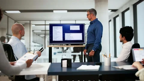 Programmer Code Training In Classroom Video stock 293926821