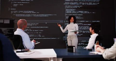 Programmer Code Training In Classroom Stock Photos