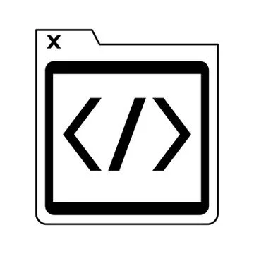 Programmer code window symbol in black and white Stock Illustration