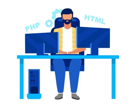Programmer, coder flat vector illustration 스톡 일러스트