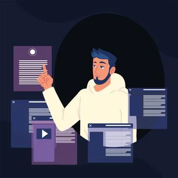 Programmer with codes Illustrazione stock