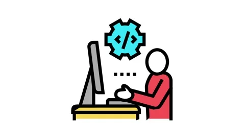 Programmer coding and development color icon animation Stock Footage 163786594