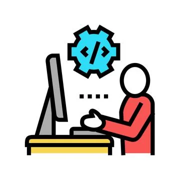 Programmer coding and development color icon vector illustration イラスト素材