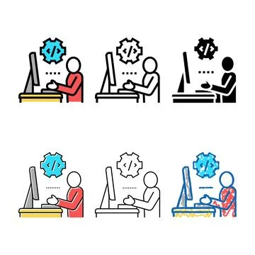 Programmer coding and development color icon simplified vector Stock Illustration