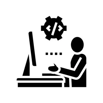 Programmer coding and development glyph icon vector illustration Stock Illustration