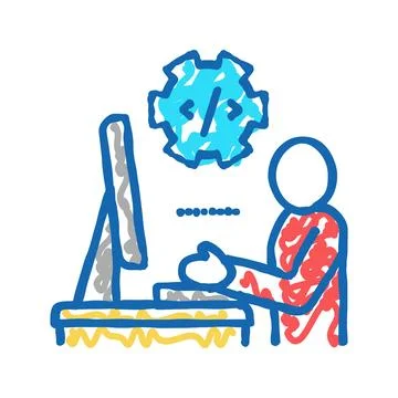 Programmer coding and development icon doodle illustration 스톡 일러스트