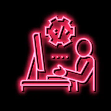 Programmer coding and development neon glow icon illustration Illustrazione stock