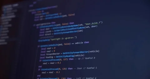Programmer coding on black Computer screen of an engineer developing software Stock Footage 116677742
