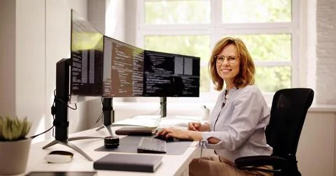 Programmer Coding Classes. Web Developer Coder Stock Photos